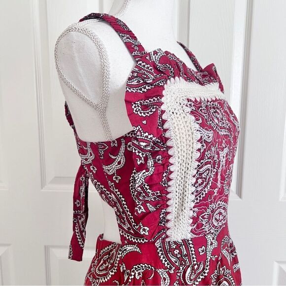 Sea New York Women's Theodora Paisley Print Apron Dress - Red Size 6 MSRP $618 - Picture 4 of 11